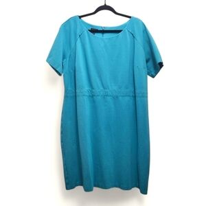 Talbots Women Plus Size 18W Turquoise Blue Sheath Dress Career Workwear Church
